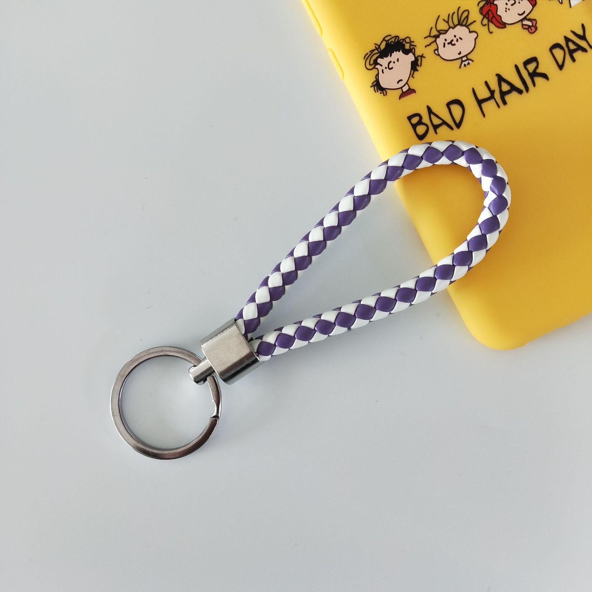 Wholesale Braided Color Leather Rope Keychain